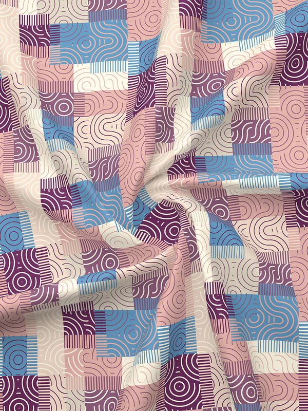 Basicx 100% Cotton 120 TC Pink Geometrical 1 Double Size Bedsheet with 2 Pillow Covers