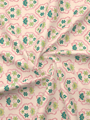 Basicx 100% Cotton 120 TC Pink Floral 1 King Size Bedsheet with 2 Pillow Covers