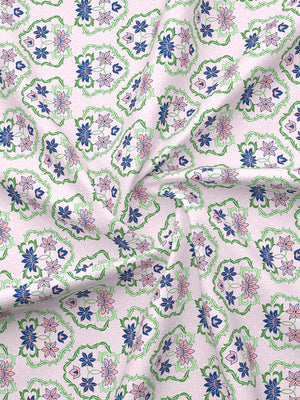 BasicX 100% Cotton 120 TC Purple Floral 1 King Size Bedsheet with 2 Pillow Covers