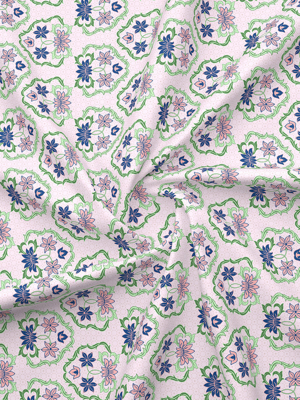 BasicX 100% Cotton 120 TC Purple Floral 1 King Size Bedsheet with 2 Pillow Covers