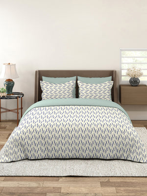 Lumina Floret 100% Cotton 144 TC Grey Geometrical Double Size Bedsheet with 2 Pillow Covers