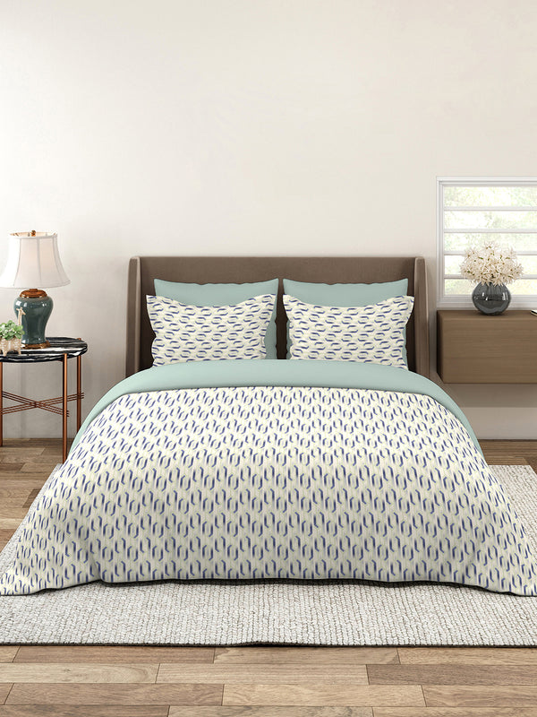 Lumina Floret 100% Cotton 144 TC Grey Geometrical Double Size Bedsheet with 2 Pillow Covers