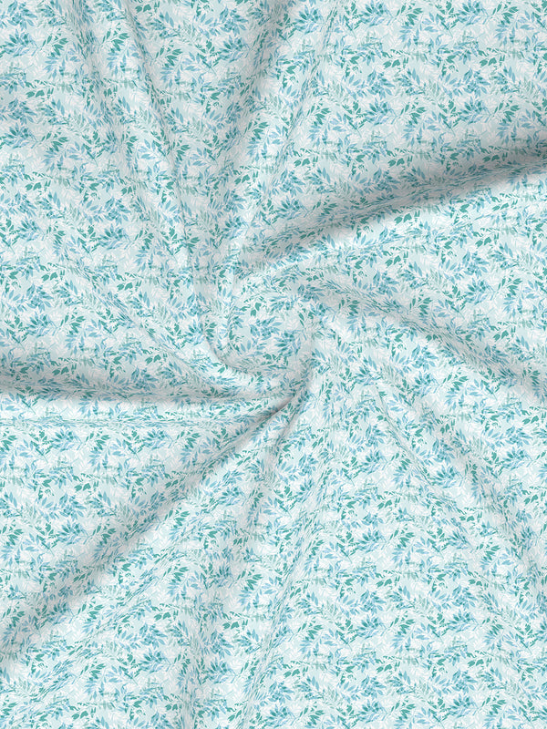 Lumina Floret 100% Cotton 144 TC Blue Floral 1 Double Size Bedsheet with 2 Pillow Covers