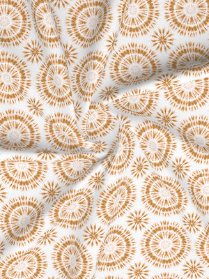 Home Easy 100% Cotton 144 TC White Beige Ethnic 1 Double Size Bedsheet with 2 Pillow Covers