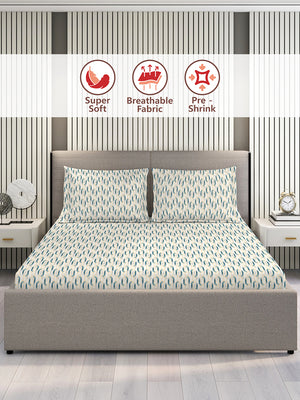 Home Easy 100% Cotton 144 TC Grey Geometrical 1 Double Size Bedsheet with 2 Pillow Covers