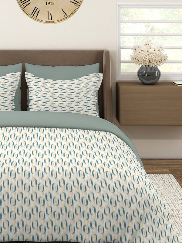 Home Easy 100% Cotton 144 TC Grey Geometrical 1 Double Size Bedsheet with 2 Pillow Covers