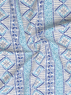 Home Easy 100% Cotton 144 TC Blue Ethnic 1 Double Size Bedsheet with 2 Pillow Covers