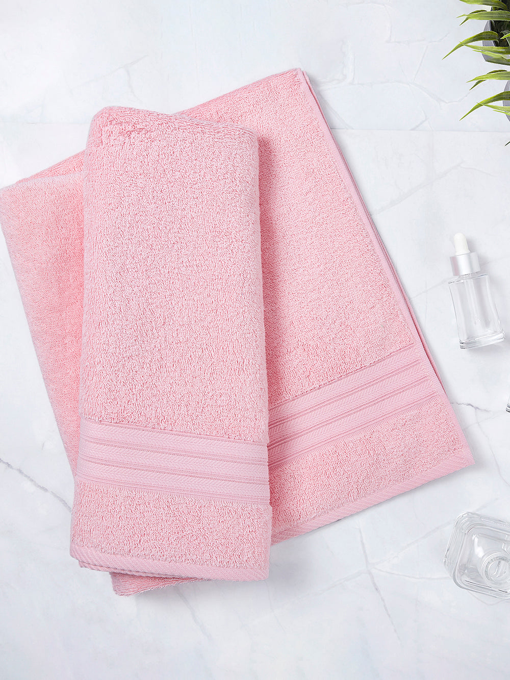 Home Easy 450 GSM 100% Cotton Pink Large Towel - Pack of 1