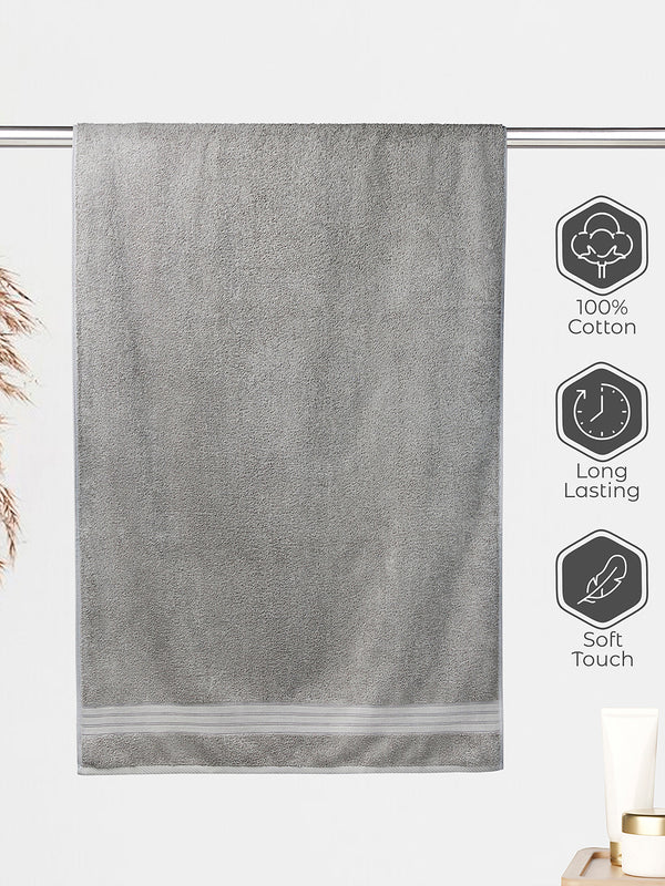 Home Easy 450 GSM 100% Cotton Grey Large Towel - Pack of 1