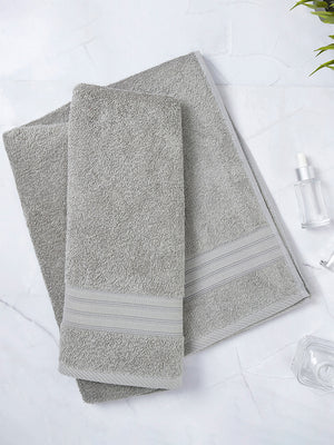 Home Easy 450 GSM 100% Cotton Grey Large Towel - Pack of 1