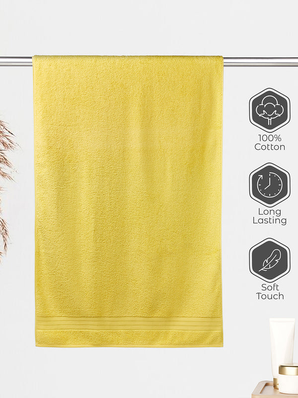 Home Easy 450 GSM 100% Cotton Yellow Large Towel - Pack of 1