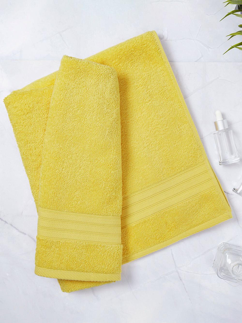 Home Easy 450 GSM 100% Cotton Yellow Large Towel - Pack of 1