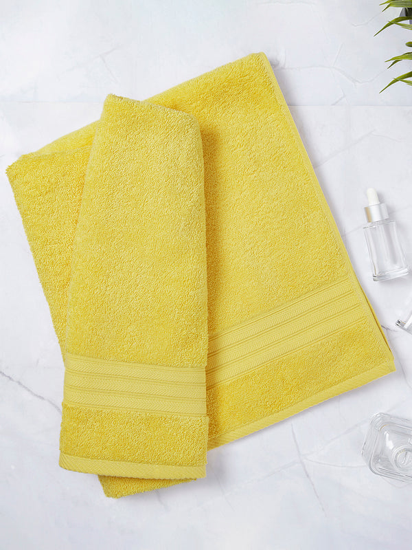 Home Easy 450 GSM 100% Cotton Yellow Large Towel - Pack of 1