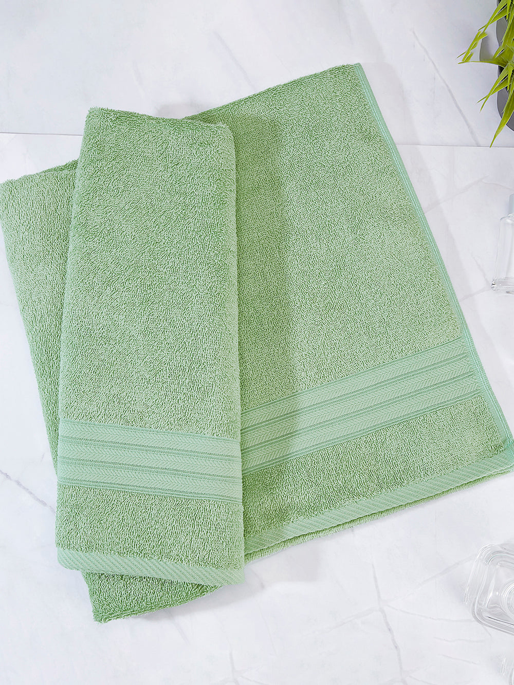 Home Easy 450 GSM 100% Cotton Green Large Towel - Pack of 1