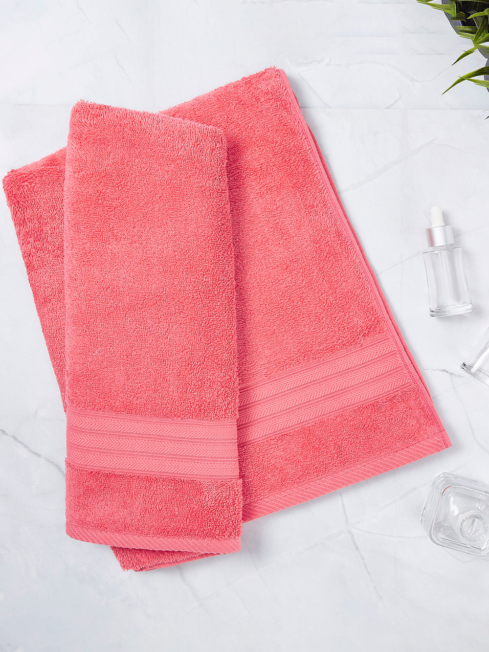 Home Easy 450 GSM 100% Cotton Pink Large Towel - Pack of 1