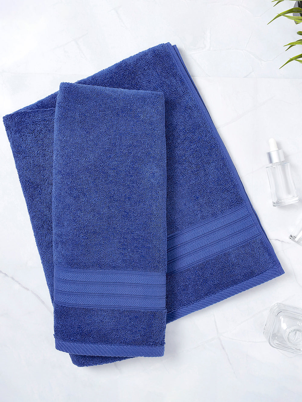 Home Easy 450 GSM 100% Cotton Blue Large Towel - Pack of 1
