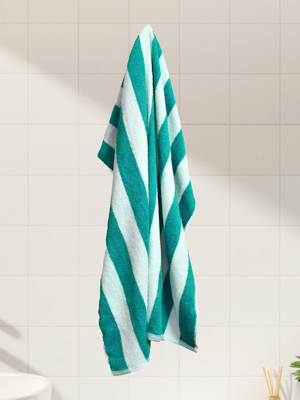 Miami (Cabana Stripe) 550 GSM 100% Cotton Turquoise White Extra Large Towel - Pack of 1