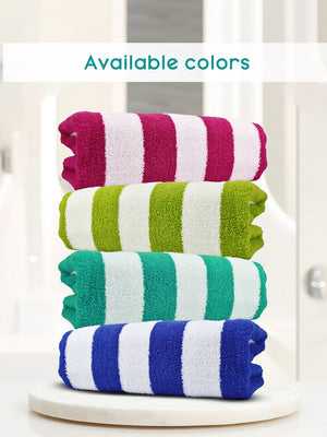Miami (Cabana Stripe) 550 GSM 100% Cotton Turquoise White Extra Large Towel - Pack of 1
