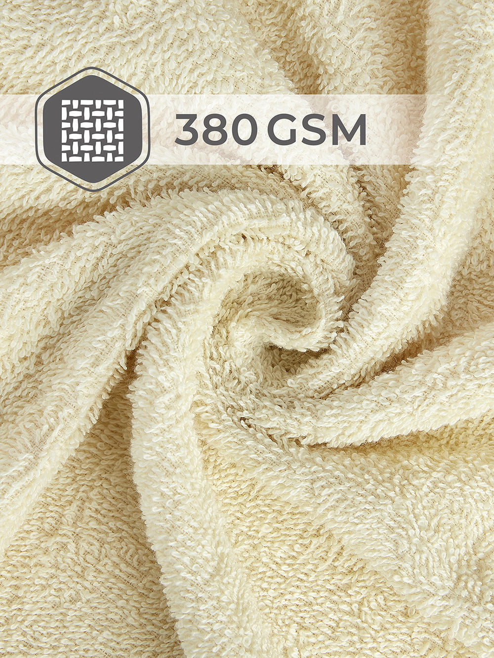 Basicx 380 GSM 100% Cotton Light Yellow Large Towel - Pack of 1