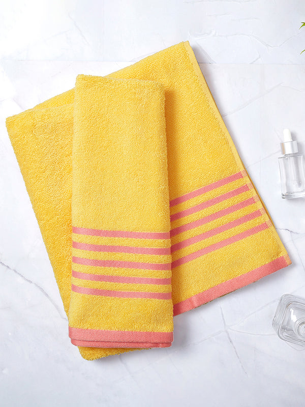 Basicx 380 GSM 100% Cotton Yellow Large Towel - Pack of 1