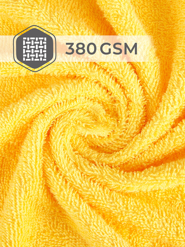 Basicx 380 GSM 100% Cotton Yellow Large Towel - Pack of 1