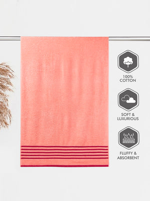 BasicX 380 GSM 100% Cotton Orange Bath Towel - Pack of 1 (150 L cm x 75 W cm)