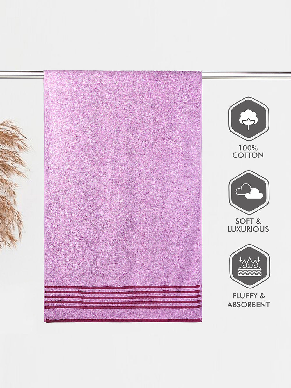 Basicx 380 GSM 100% Cotton Purple Large Towel - Pack of 1