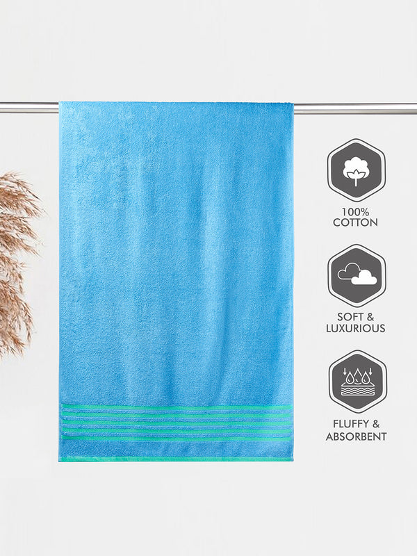 BasicX 380 GSM 100% Cotton Blue Bath Towel - Pack of 1 (150 L cm x 75 W cm)