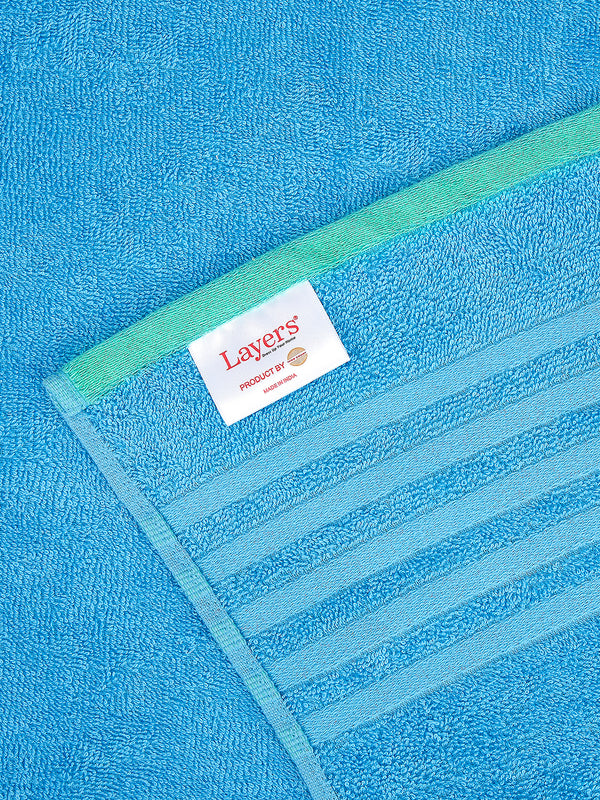 BasicX 380 GSM 100% Cotton Blue Bath Towel - Pack of 1 (150 L cm x 75 W cm)