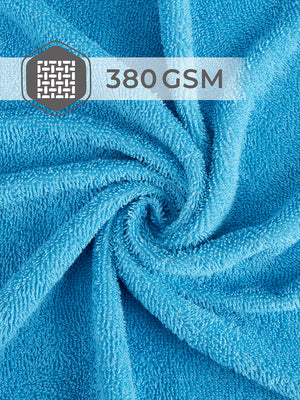 BasicX 380 GSM 100% Cotton Blue Bath Towel - Pack of 1 (150 L cm x 75 W cm)