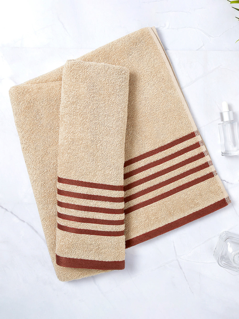 Basicx 380 GSM 100% Cotton Beige Large Towel - Pack of 1