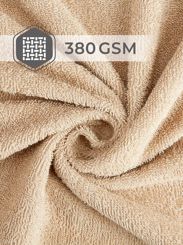 Basicx 380 GSM 100% Cotton Beige Large Towel - Pack of 1
