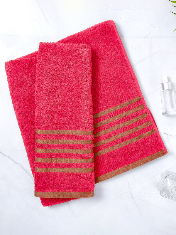 Basicx 380 GSM 100% Cotton Red Large Towel - Pack of 1