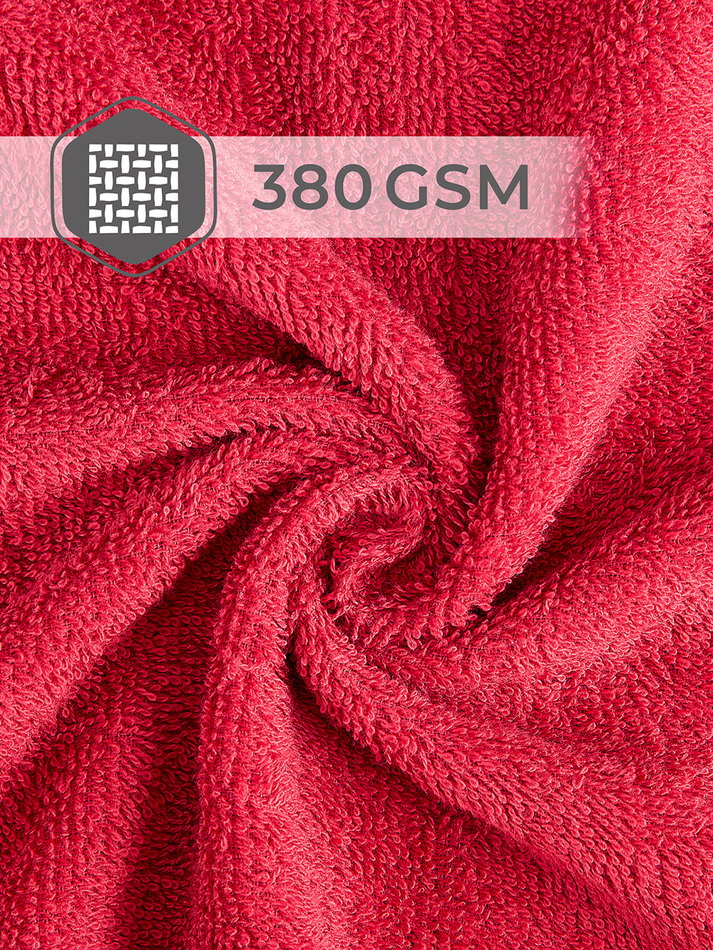 Basicx 380 GSM 100% Cotton Red Large Towel - Pack of 1