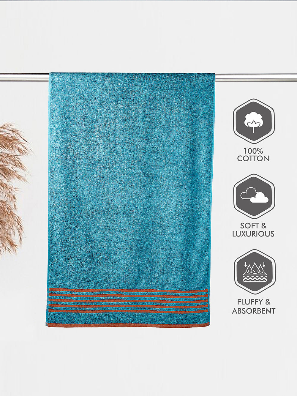 Basicx 380 GSM 100% Cotton Blue Large Towel - Pack of 1