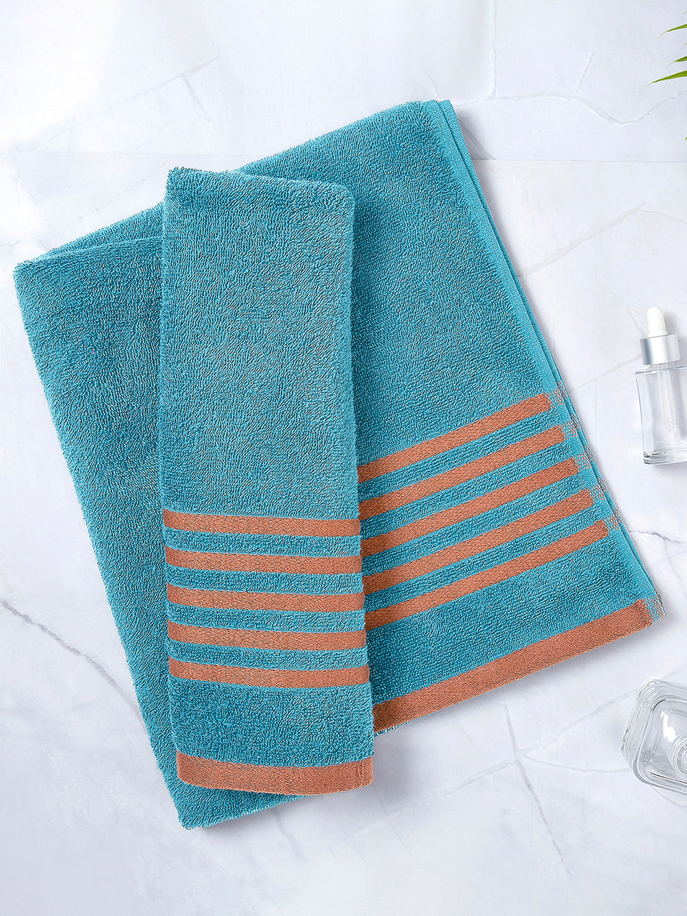Basicx 380 GSM 100% Cotton Blue Large Towel - Pack of 1