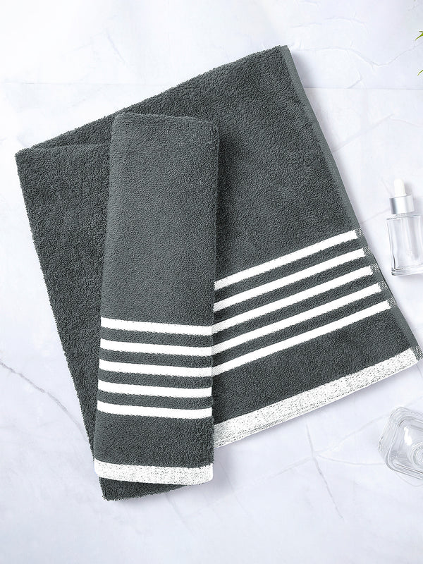 Basicx 380 GSM 100% Cotton Grey Large Towel - Pack of 1