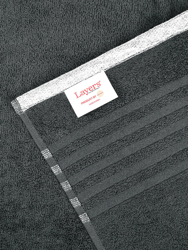Basicx 380 GSM 100% Cotton Grey Large Towel - Pack of 1