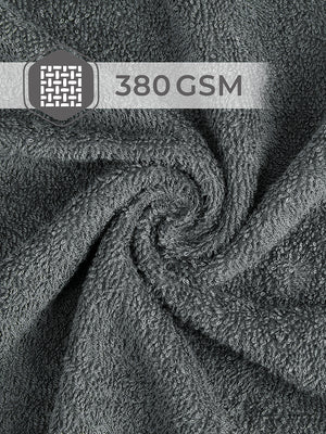 Basicx 380 GSM 100% Cotton Grey Large Towel - Pack of 1