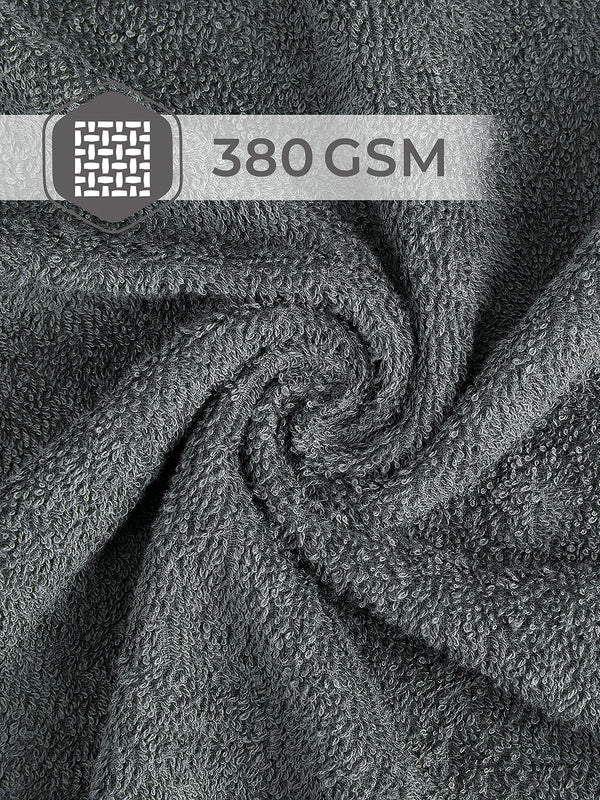 Basicx 380 GSM 100% Cotton Grey Large Towel - Pack of 1