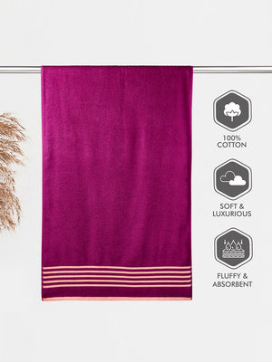 Tuscany 380 GSM 100% Cotton Magenta Bath Towel - Pack of 1 (150 L cm x 75 W cm)