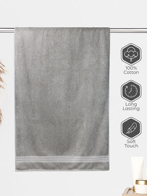 Be Bold 450 GSM 100% Cotton Grey Large Towel - Pack of 1