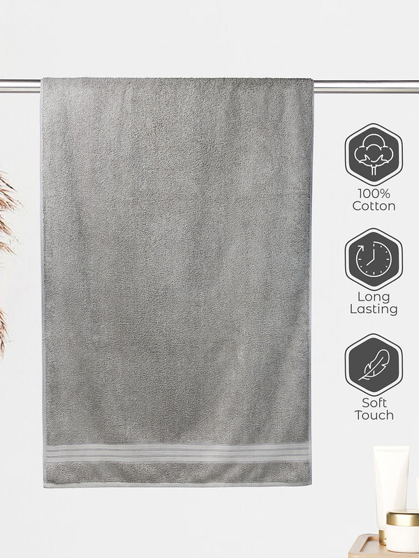 Be Bold 450 GSM 100% Cotton Grey Large Towel - Pack of 1