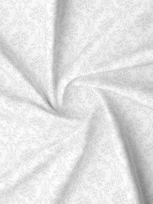 Lumina Floret 100% Cotton 144 TC White & Grey Floral King Bedsheet with 2 Pillow Covers