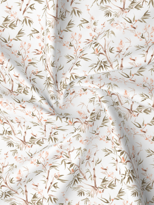 Lumina Floret 100% Cotton 144 TC Brown & White Floral King Bedsheet with 2 Pillow Covers