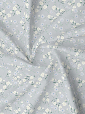 Lumina Floret 100% Cotton 144 TC Grey Floral King Bedsheet with 2 Pillow Covers