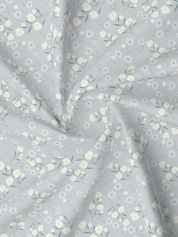Lumina Floret 100% Cotton 144 TC Grey Floral King Bedsheet with 2 Pillow Covers