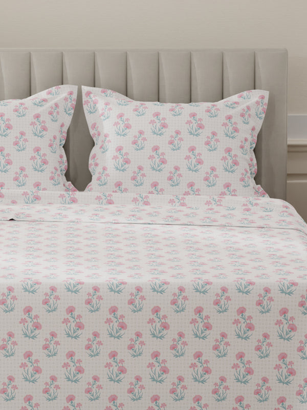 100% Cotton King Bedsheet Set, 144 TC Printed, Lumina Floret