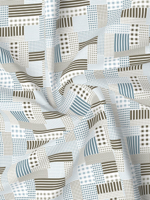Lumina Floret 100% Cotton 144 TC Blue & Green Geometrical Print King Bedsheet with 2 Pillow Covers