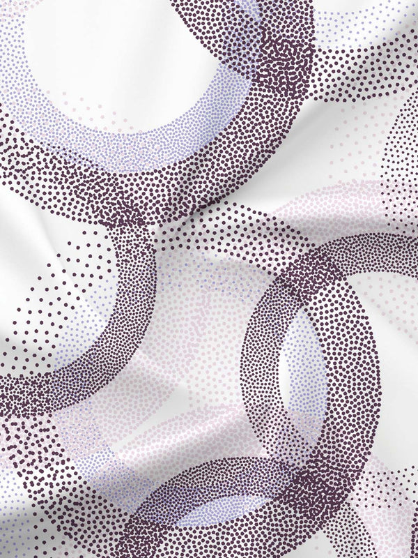BasicX 100% Cotton 120 TC Purple & White Geometric Double Bedsheet with 2 Pillow Covers